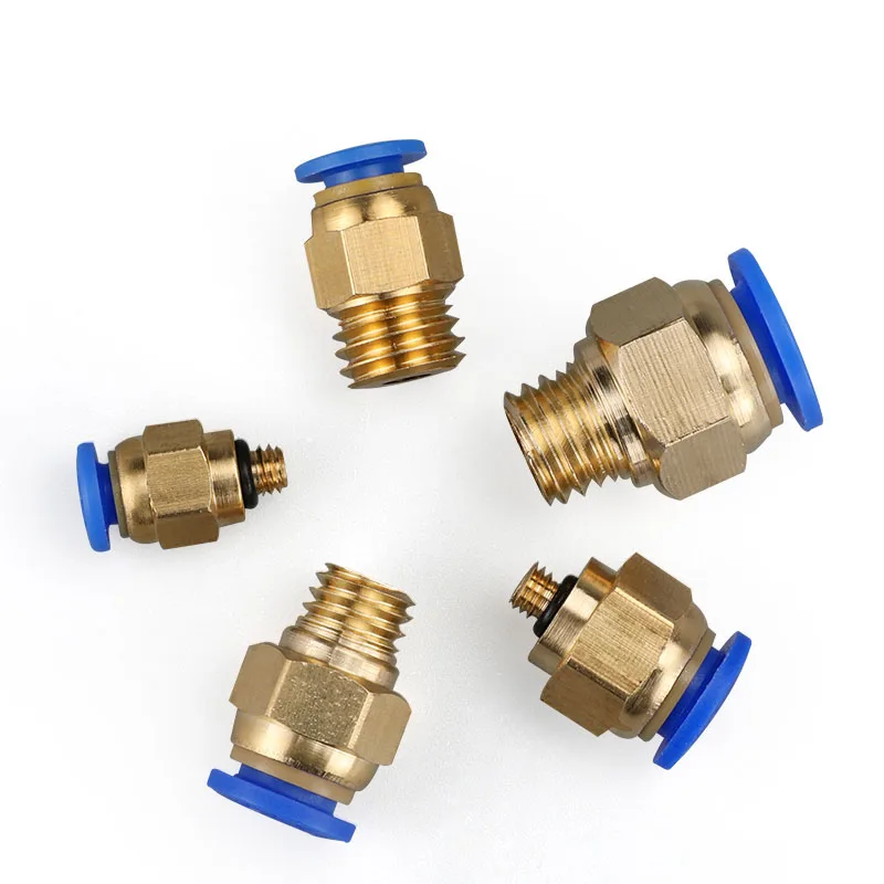 

PC series Pneumatic connector straight through external thread PC04/06/08/10/12 brass pipe connector and pneumatic fitting