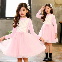 Повседневные трикотажные платья для девочек; новое зимнее пуховое платье принцессы с рисунком; парадный вечерний наряд