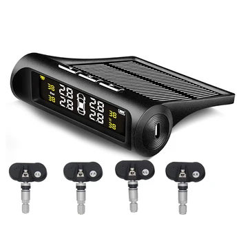 

Car TPMS Tire Pressure Monitoring System Solar Charging HD Digital LCD Display Auto Alarm System Wireless With 4 Sensor