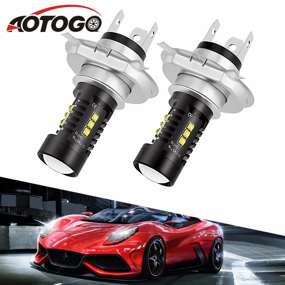 

aotogo 2 Pieces H7 H4 Car Headlight Bulbs Fog Light Driving Light 12v 6000k Super Bright LED Head light For Car-styling