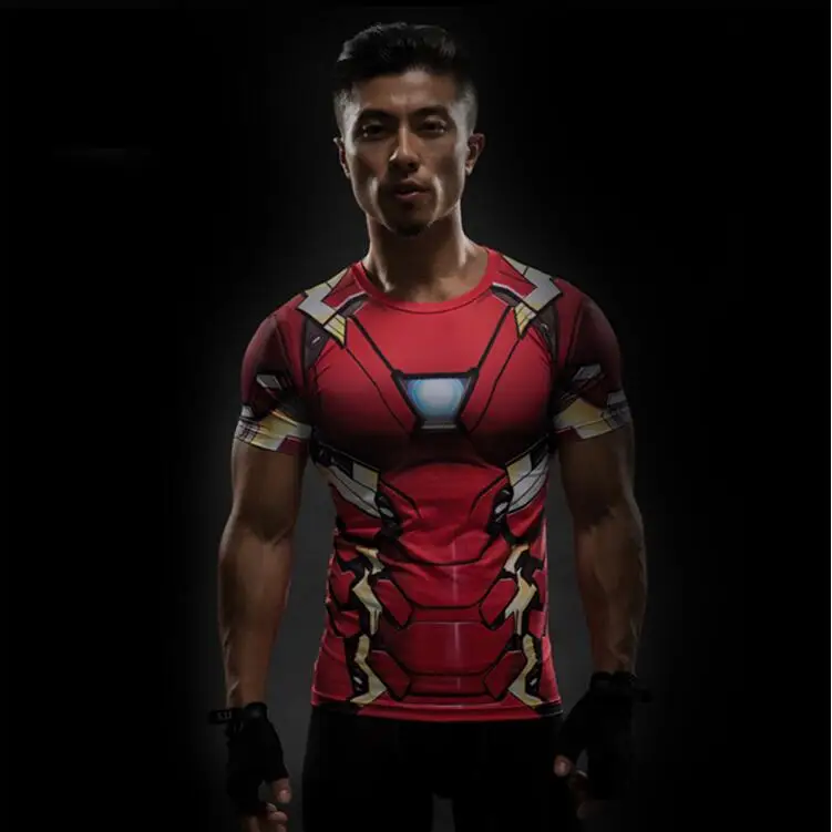 

Captain America superman short sleeve health T-shirt 3d-printed T-shirt tights short sleeve T-shirt iron man T-shirt men's