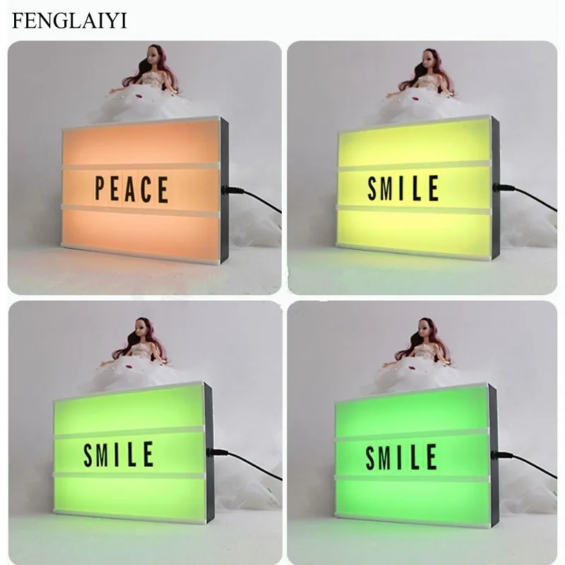 Светодиодный RGB лайтбокс формата А4 кинемаический ночник с питанием от батарейки