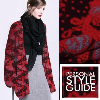 

red gray three-dimensional cashmere wool knitted fabrics high-end fluffy fabric autumn and winter coat