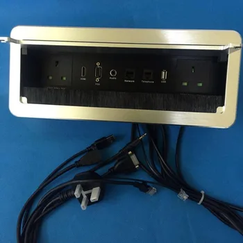 Cheap 2019 New And High Quality Brush Cable Cubby With US Power And VGA And Cable Plug /table Socket/officer Socket 30 Pcs/set