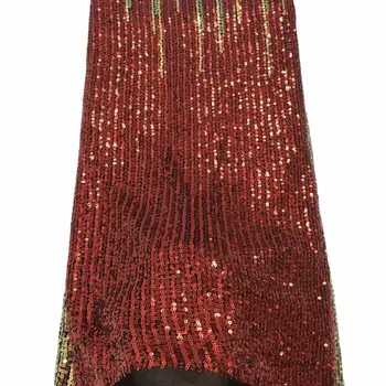 

Nigerian laces Fabric 2019 Red African Gold Cord Laces Fabrics With Sequins High Quality Nigerian Lace For Wedding Dress
