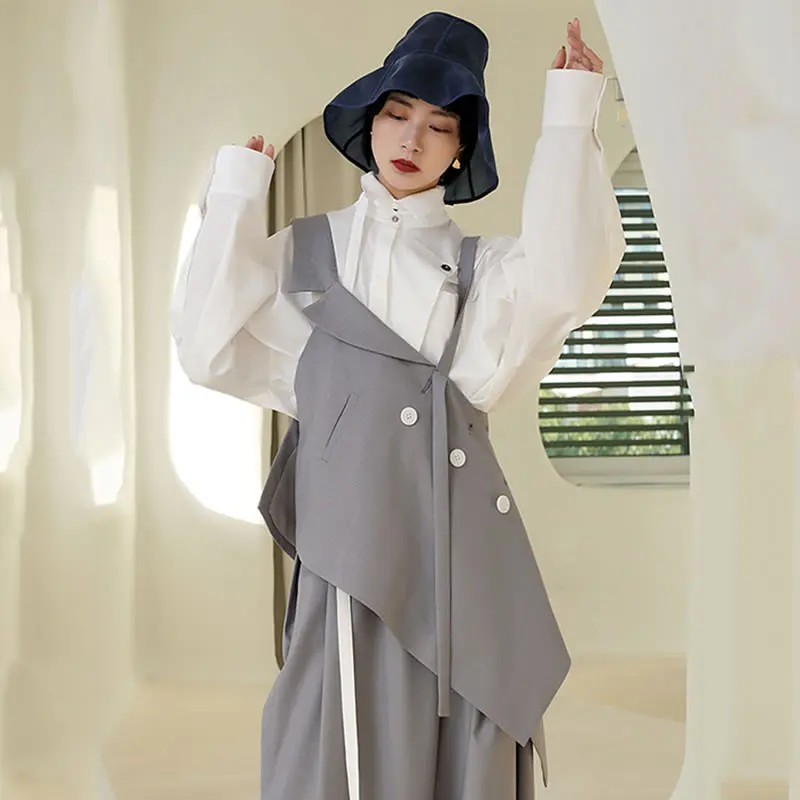 Couleur Mode D'été Solide Femmes 2019 Nouveauté Patchwork Les Wbb3163 Match Gray white Réservoir Wbb3163 xitao Camisoles Long Décontracté Lâche Corée Tous Bouton vzpn5qwx
