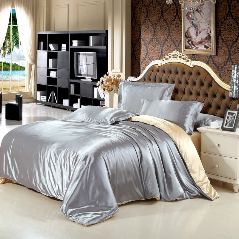 cheap New arrive imetated silk bedding set home textile bed linen set clothing of bed bedcloth soft silky bedding full queen king size