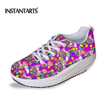 INSTANTARTS/милые женские туфли на плоской подошве с рисунком кота; обувь для танцев; дышащая женская обувь на плоской платформе с сеткой; модная обувь на плоской подошве для девочек