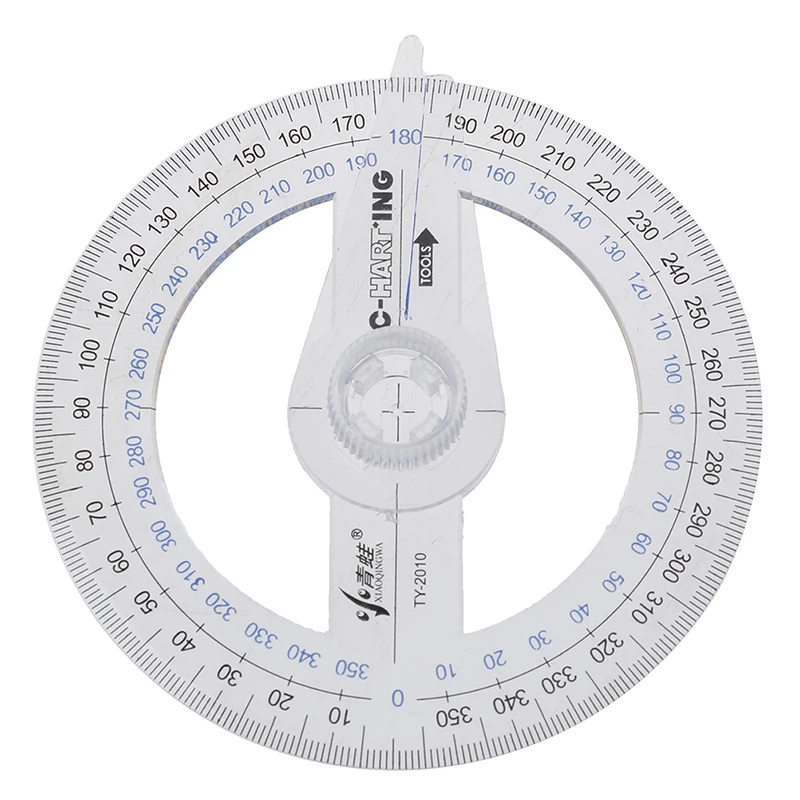 Round Ruler Patchwork Ruler 360 Degree Pointer Protractor Angle Finder Swing Arm Plastic 1PCS