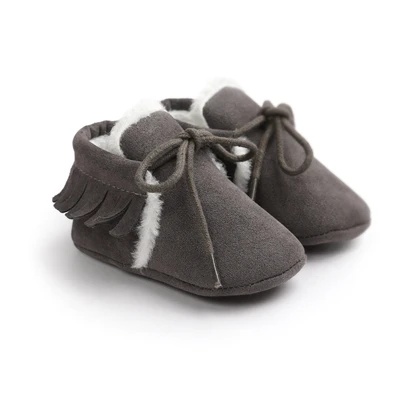Осенняя замшевая детская обувь новорожденного с кисточками и мягкой подошвой; нескользящая обувь для мальчиков и девочек; обувь для малышей; спортивная обувь для отдыха - Цвет: Plus velvet