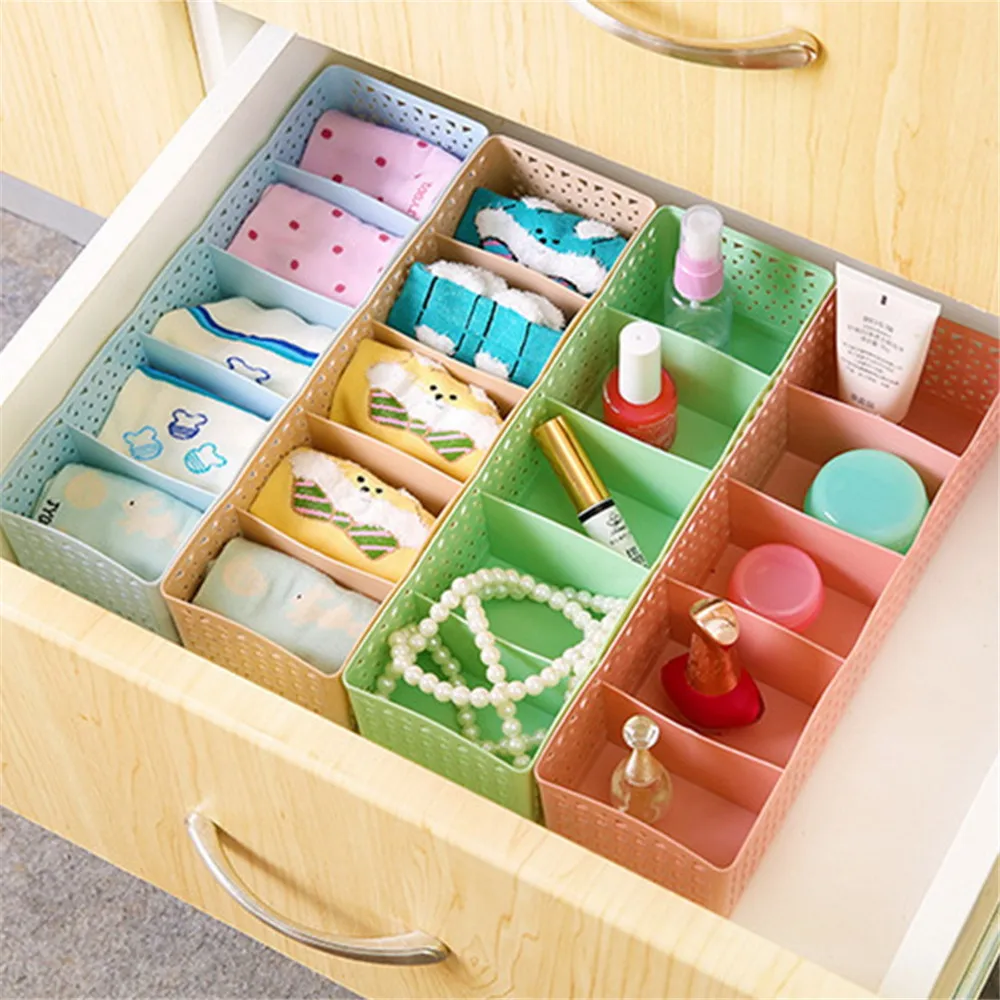 

5 Cells Organizer Tie Bra Socks Drawer Cosmetic Divider Plastic Storage Box