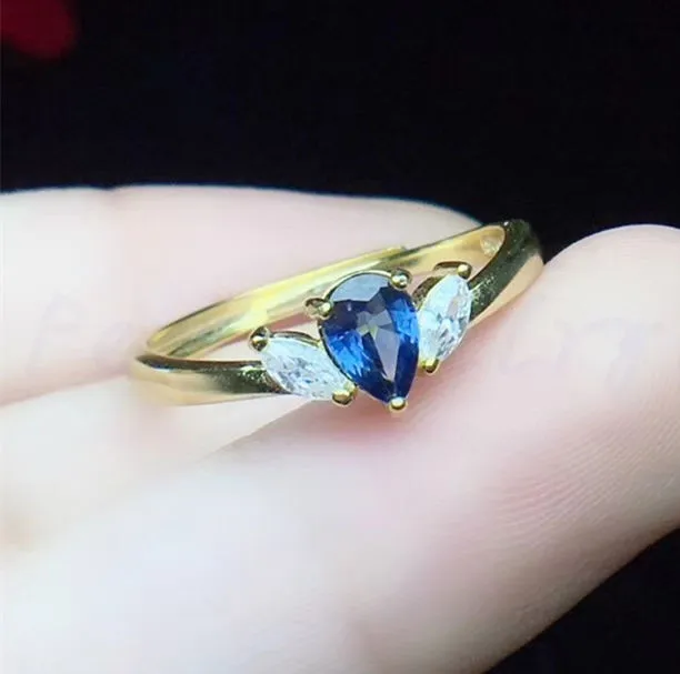Сапфировое кольцо Натуральное Настоящее сапфировое кольцо из 925 стерлингового серебра ювелирные украшения 0.5ct драгоценный камень# BG18081719