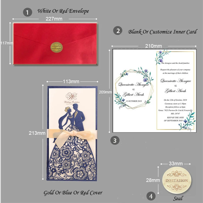 1 шт свадебные пригласительные открытки с лазерной резкой для жениха и невесты, открытки на заказ, конверты с лентой, принадлежности для свадебной вечеринки