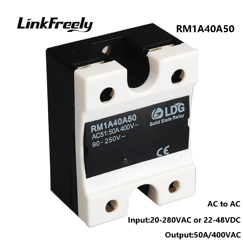 

RM1A40A50 5pcs AC AC Solid State Relay 50A,Output:42-440VAC Input: 20-280VAC/22-48VDC SSR Relay,Light Signal Relay Switch Board