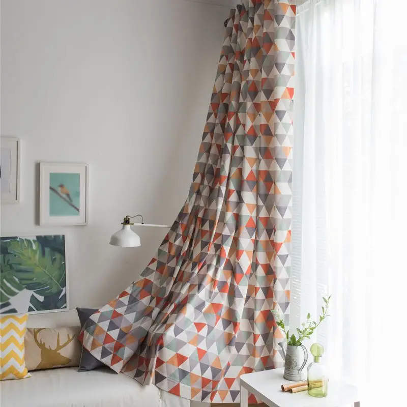 

Soft Colorful Cotton line Red Curtains High Blinds Room for Curtain Shading Quality Living Print Out Black Window Y