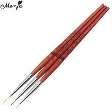 3Pcs/Set Nail Art Painting Pen Brushes Wooden Handle Fiber Hair 3D Design Drawing Lines Flowers with UV Gel Polish Manicure Tool