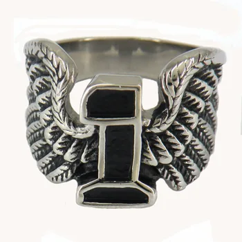 

Fanssteel stainless steel jewelry Number One wing biker ring FSR11W66