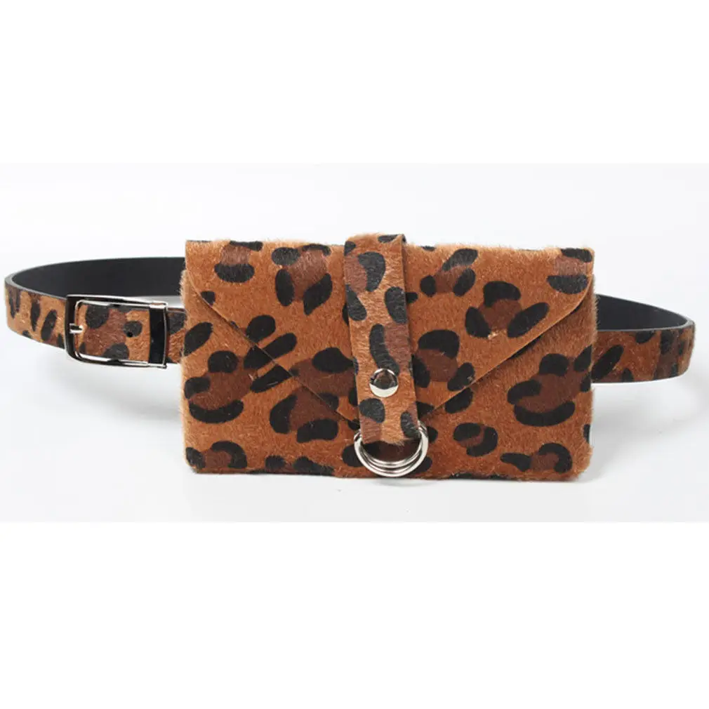 Женская модная мини-поясная сумка с леопардовым узором, Женская Портативная сумка из искусственной кожи с застежкой - Цвет: Коричневый
