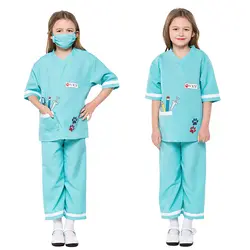 Детский игровой костюм игрушка «Доктор» для детей 6-8 лет-светло-зеленый