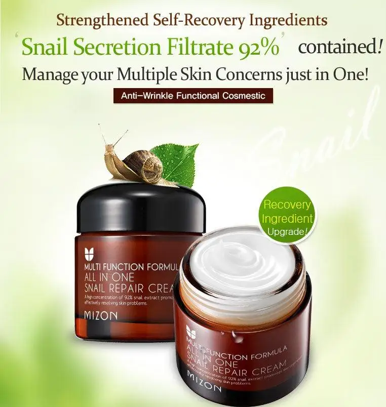 MIZON All In One Snail Repair Cream 75 мл уход за кожей лица крем лечение акне, увлажнение против морщин лучшая корейская косметика