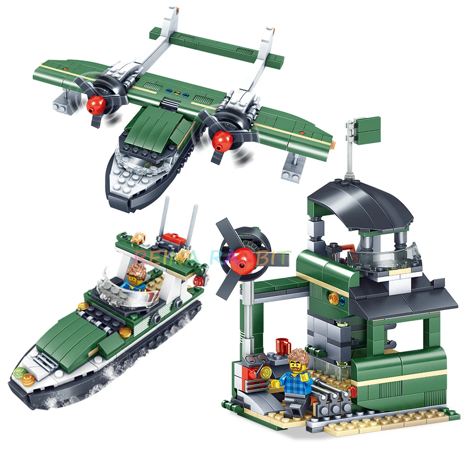 339PCS Military Helicopter Ship 3in1 Army Vehicles Building Blocks Bricks Compatible Legoingly City Educational Children Toys