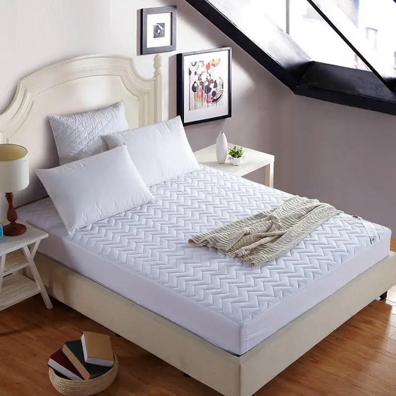 

White color Hotel Quilted Cotton Bed Sheet Fitted sheet set Mattress Cover With Elastic Band120cm/150cm/180cmX200cm