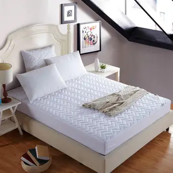 

White color Hotel Quilted Cotton Bed Sheet Fitted sheet set Mattress Cover With Elastic Band120cm/150cm/180cmX200cm