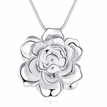 

925 Sterling Silver Japan And South Korea Romantic Beautiful Women's Flowers Long Necklaces Fashion Statement Necklace For Women