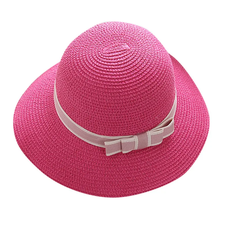Пляжные кепки Женские повседневные широкополый Соломенная пляжная шляпа для родителей и детей, отличная защита от солнца УФ#2p24