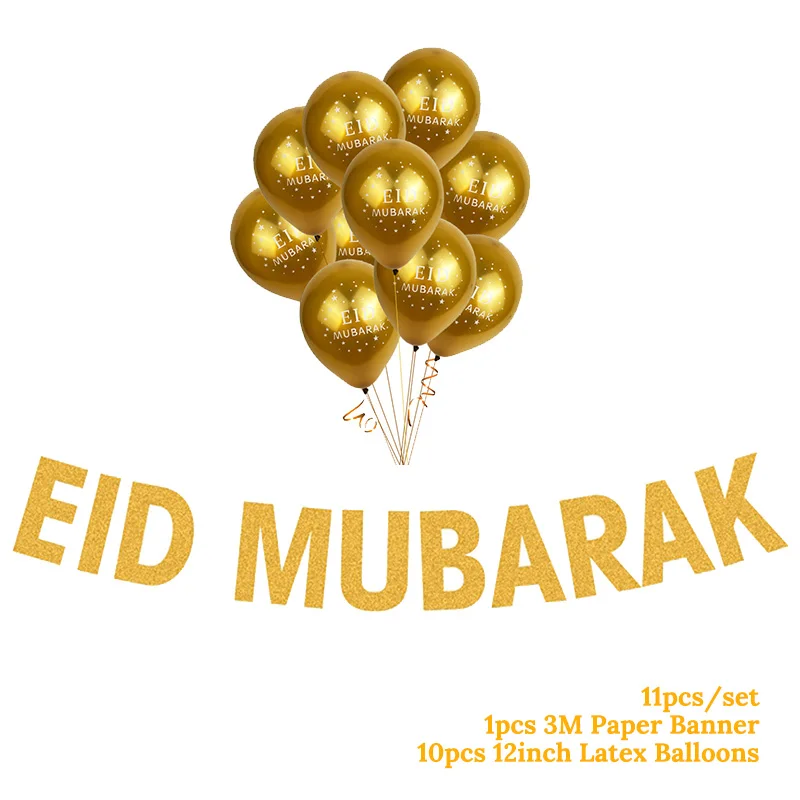 EID Рамадан украшения золотой черный Мубарак воздушные шары Рамадан карем Декор исламский EID MUBARAK Hajj мусульманские подарки на праздник - Цвет: balloon banner