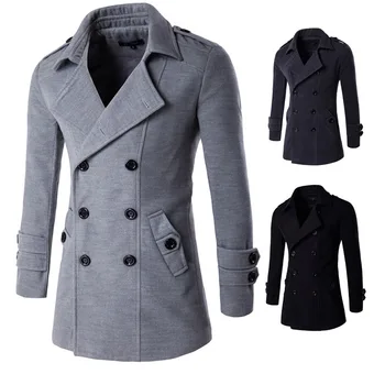 

Black Mens Trench Coat Slim Mens long jacket men overcoat Double Breasted Trench Coat Men manteau long homme abrigo largo hombre