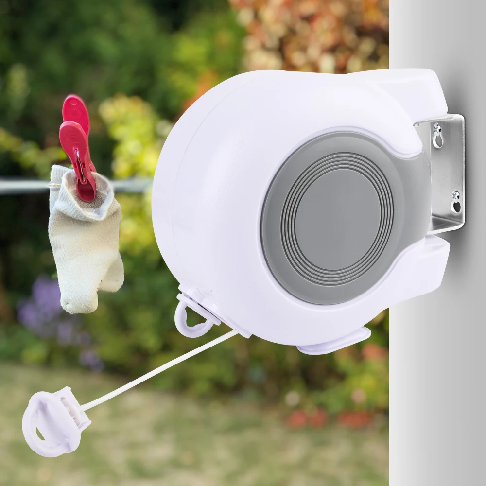 26M RETRACTABLE DOUBLE WASHING LINE WALL MOUNTED LAUNDRY AUTOMATIC LINE HANGER 