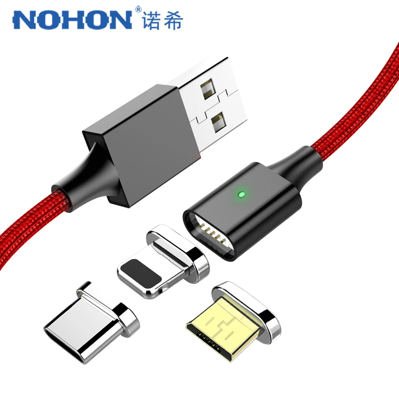 

NOHON 3 IN 1 Magnetic Charging Data Cable Lighting For iPhone X XS MAX XR 8 Plus Micro USB Type C Android Phone Magnet Charge 2M