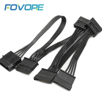 

PZ 1PCS 4Pin 18AWG Wire For Hard Drive IDE Molex to 5-Port 15Pin SATA Power Cable Cord Lead HDD SSD PC Server DIY HOT