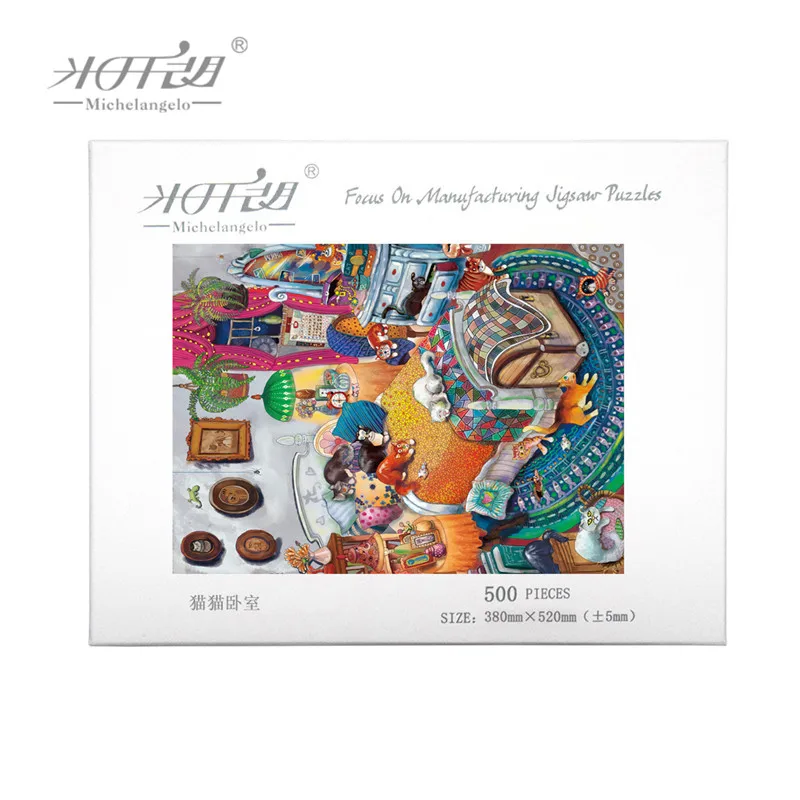 Billig Michelangelo Holz Jigsaw Puzzle 500 1000 1500 2000 Stück Katze Schlafzimmer Cartoon Tiere Kind Pädagogisches Spielzeug Malerei Kunst Decor