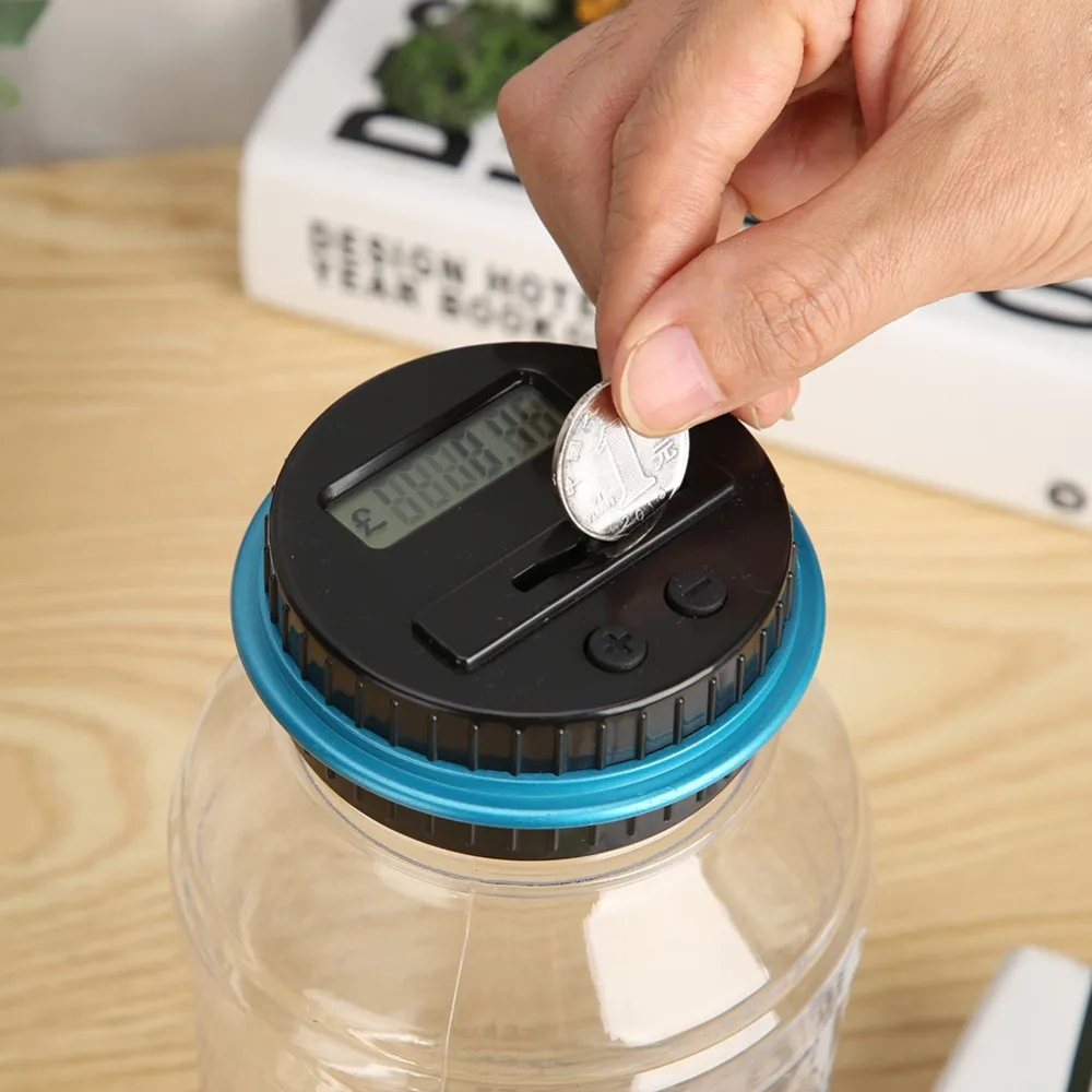 

1.8L Piggy Bank Digital Coin Counter LCD Counting Coin Electronic Money Box Jar Coins Storage Box for USD EURO GBP