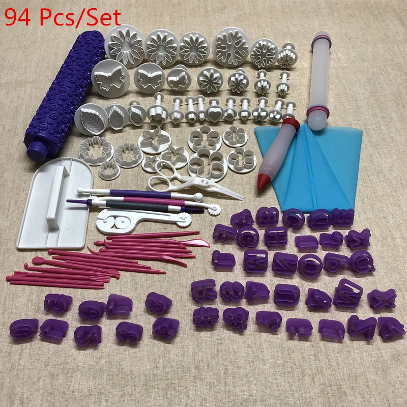 

Pastry Tools Accessories Set Fondant Cake Decorating Tools Cookie Cutter Sugar Craft Cake Plunger Cutter Rolling Pin Pastry Bag