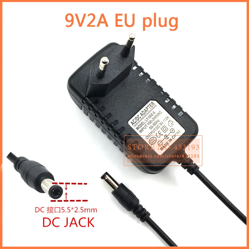 Универсальный Новый 5 5x2 мм EU/UK/AU штекер 9 В 2A DC адаптер зарядное устройство