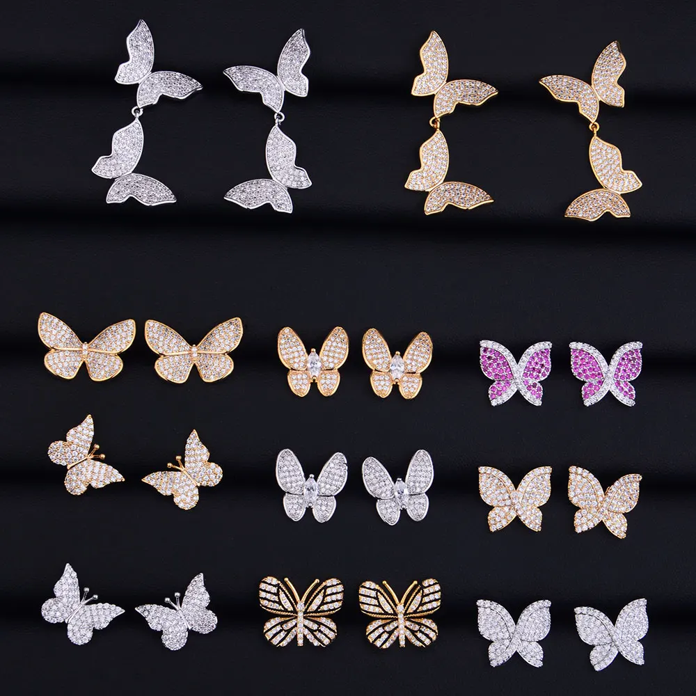 Женские свадебные серьги GODKI Butterfly с микро кубическим цирконием ювелирные
