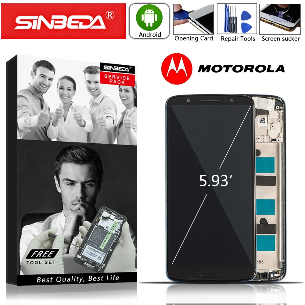 

5.93"Original Phone Repair For Motorola Moto G6 Plus LCD Display Touch Screen with Frame Digitizer Replacement Display XT1926 #