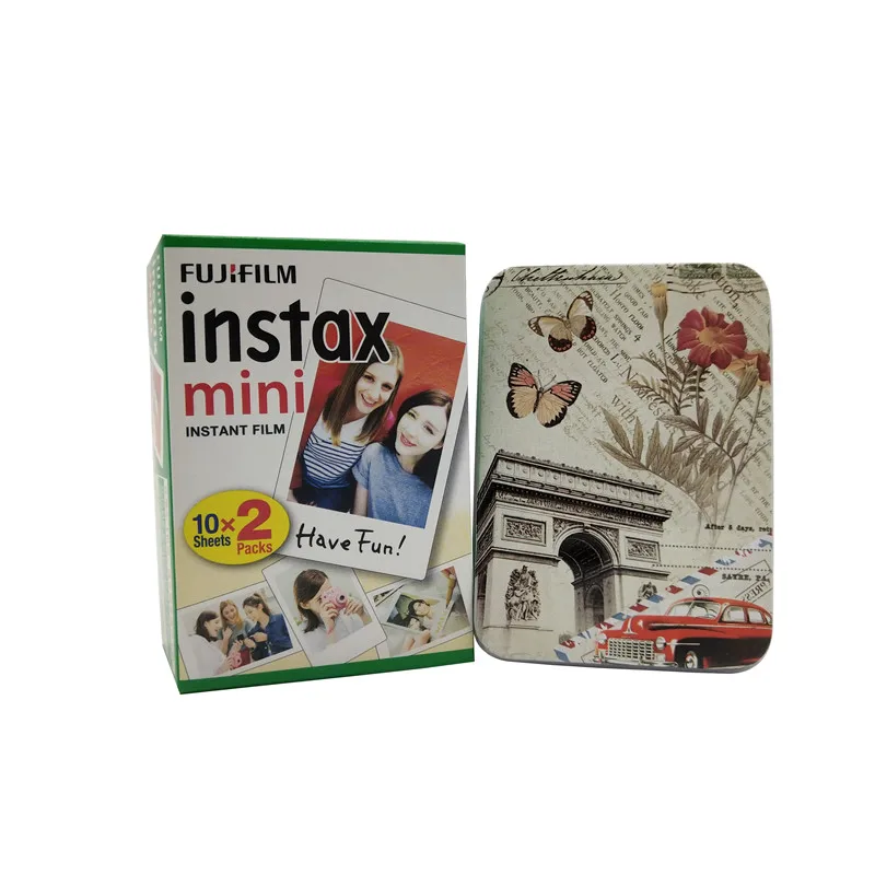 20 листов Fujifilm Instax Мини белая пленка+ жестяная коробка мгновенная фотобумага для Instax Mini 8 9 7s 9 70 25 50s 90 камера SP-1 2 камеры - Цвет: film-butterfly