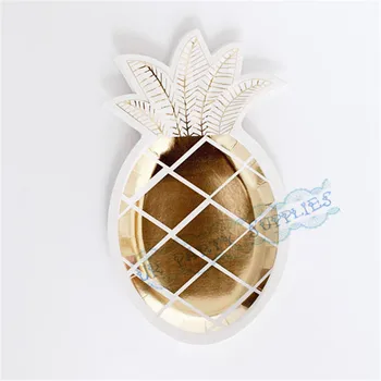 

Free Shipping 48pcs Golden Pineapple Paper Plates Gold Foil Pineapple Party Plates Wedding Kid's Birthday Party Supplies