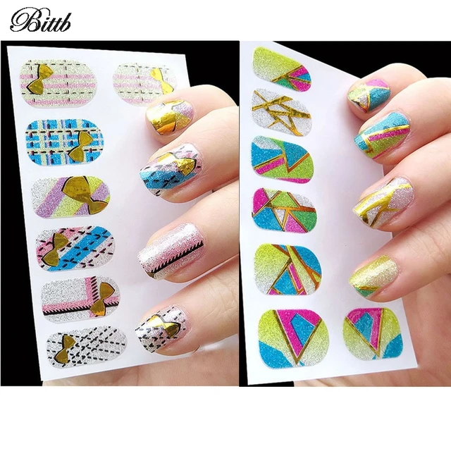 Bittb 2pcs Nail Art Sticker Polish Gel Foils Colorful Bittb 2pcs Nail Art Sticker Polish Gel Foils Colorful Adhesive Stickers Decal Manicure Beauty