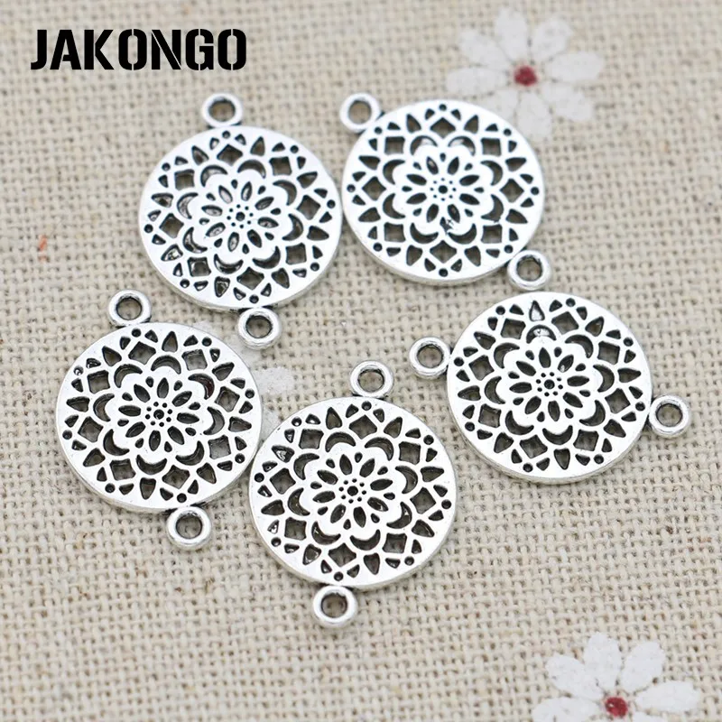 JAKONGO 20 шт. антикварный Посеребренный разъем цветок лотоса брелок для