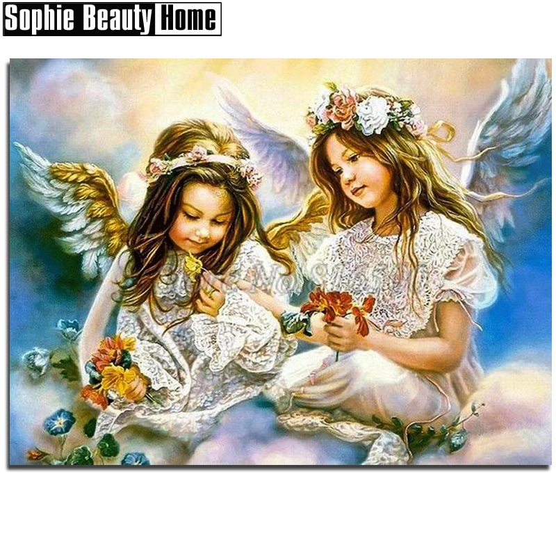 Full Square/Round Drill 5D DIY Diamond Painting Angel Girls and Flowers Embroidery Cross Stitch Mosaic Wall Decor 189063 | Дом и сад