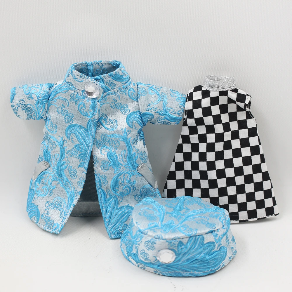 Наряды для куклы Blyth, комплект из синего Ципао, включая шляпу, костюм для 1/6 года, azone BJD pullip licca
