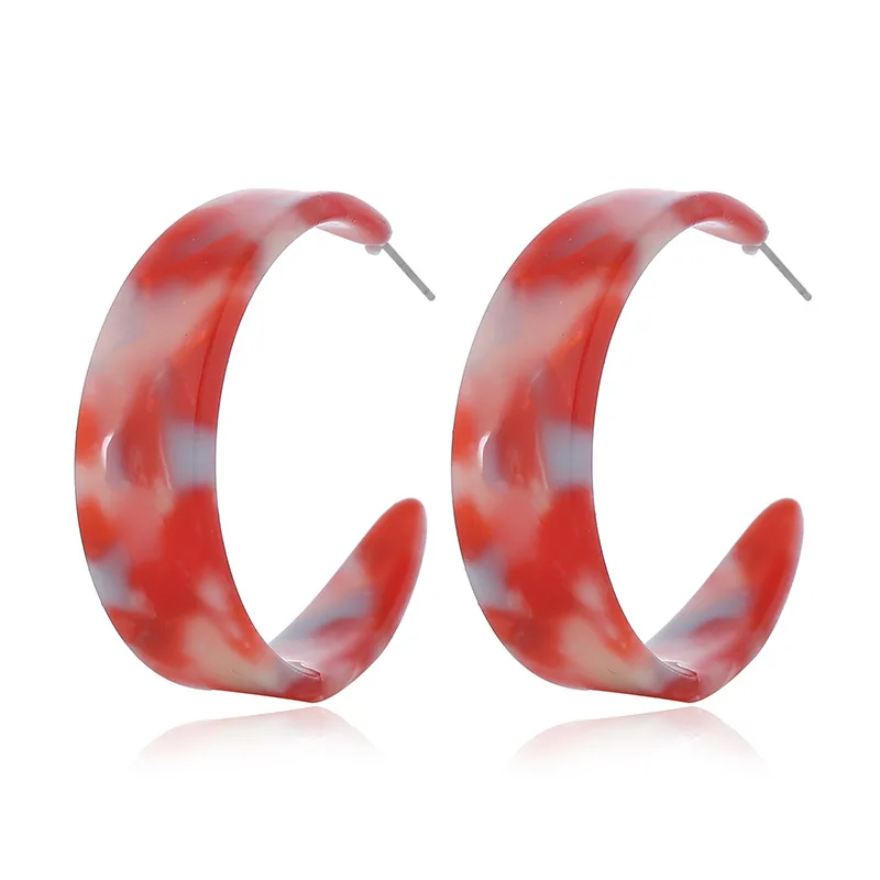 

Fashion Temperament Colorful Resin Circle Hoop Earrings for Women Stitching Earrings Leopard Tortoise Acrylic Statement Jewelry