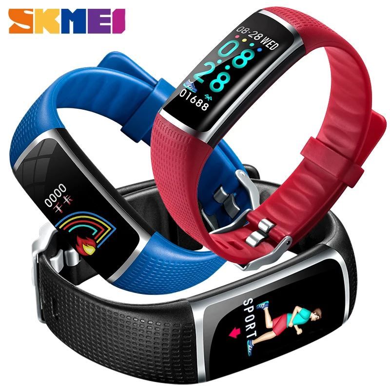 SKMEI Fitness Tracker Bluetooth Smart Watch Bracelet IP67 Waterproof 24 Hour Heart Rate Monitor Color Screen Smartband B32 | Наручные