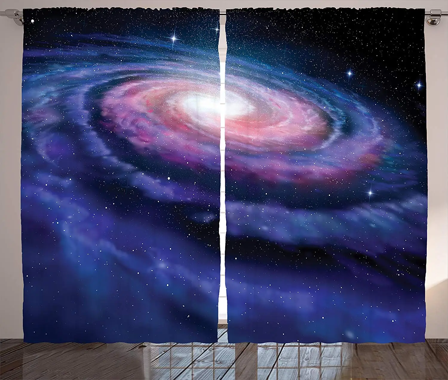 

Galaxy Curtains 2 Panel Set Nebula in Outer Space Spiral Stardust Mist Cloud of Dust Planetarium Astronomy Art Print Living Room