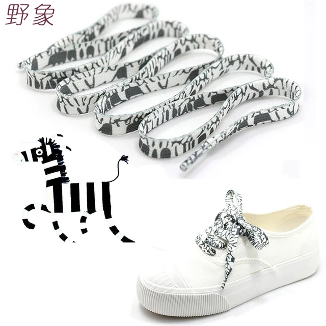 zebra Black and white shoelace decoration Pattern Colored Shoe Laces